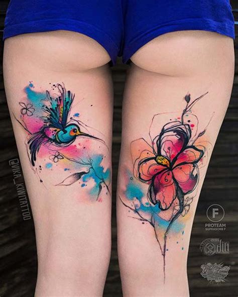 Back Thigh Tattoo Ideas Watercolor Tattoo Design