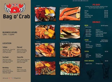 Bag O Amp 39 Crab Menu In Merced California Usa Bag O Amp 39 Crab Menu In Merced California Usa