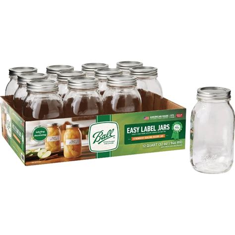 Ball 1 Qt Easy Label Regular Mouth Smooth Sided Mason Jar 12 Count True Value Hardware