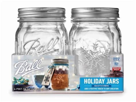 Ball Regular Mouth Glass Keepsake Holiday Jars With Lids And Bands Clear 4 Ct 16 Oz Ralphs