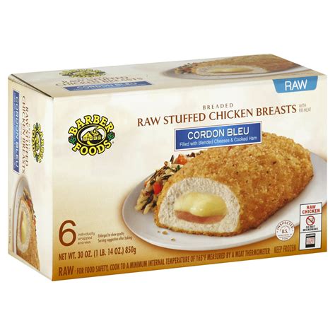 Barber Foods Uncooked Breaded Cordon Bleu Boneless Stuffed Chicken