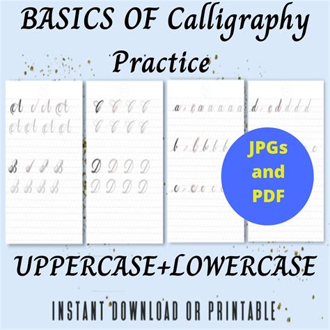 Basics Of Calligraphy Practice Sheet Templates Calligraphy Printable Ipad Procreate Calligraphy Etsy