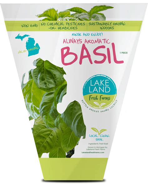 Basil Vented Poly Bag 4Ct 16Oz Lakeland Fresh Farms