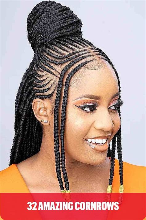Beautiful Cornrows With A High Bun For Black Women Half Cornrows