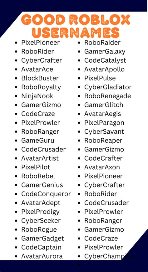Best Usernames For Roblox
