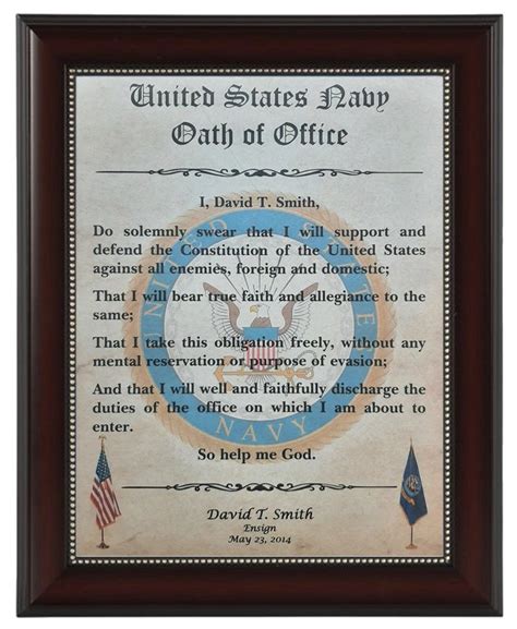 Better Us Navy Officer Oath Of Office Certificate Aged Parchment Framed