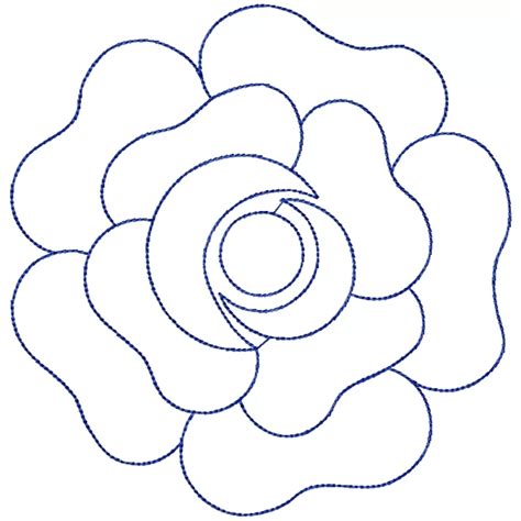 Big Amp Simple Rose Outline Embroidery Design
