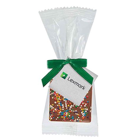 Bite Size Belgian Chocolate Square In Favor Bag Rainbow Nonpareil