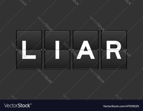Black Color Analog Flip Board With Word Liar Vector Image