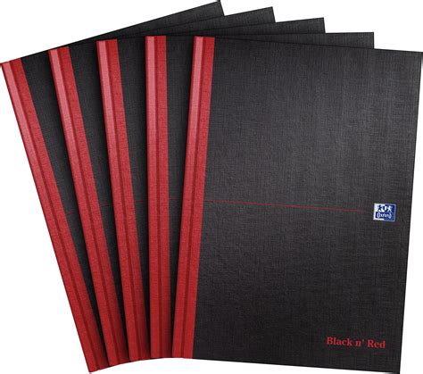 Black N Amp 39 Red Casebound Hardback Notebook 192 Pages A5 Pack Of 5