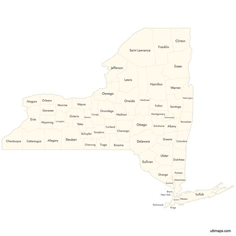 Blank Map Of New York Counties Free Download Ultimaps