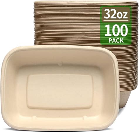 Bloomoon 100 Pack 32 Oz Large Rectangle Paper Bowls For Taco Salad