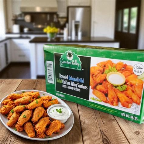 Breaded Original Mild Halal Chicken Wings Fully Cooked Pack Size 10