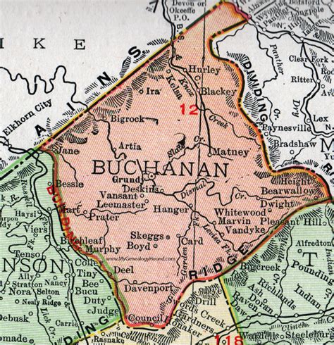 Buchanan County Virginia Map 1911 Rand Mcnally Grundy Deskins