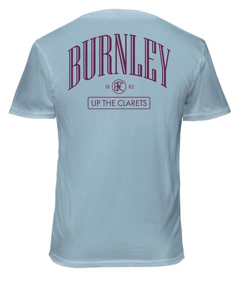 Burnley Fc Back Wordmark Soft Wash Cotton Tee Light Blue Burnley Fc Back Wordmark Soft Wash Cotton Tee Light Blue
