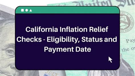 California Inflation Relief Checks 2025 Payment Date Status Check