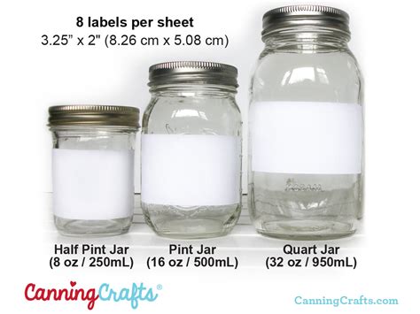 Canning Label Size Charts For Regular Amp Wide Mouth Mason Jars
