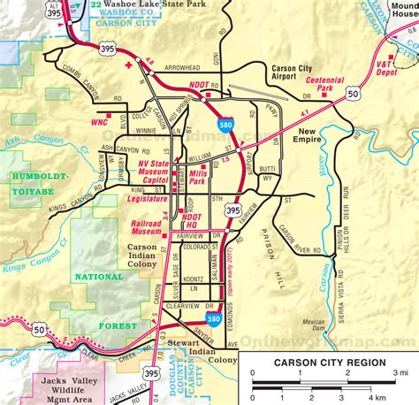Carson City Map Nevadagram From The Nevada Travel Network