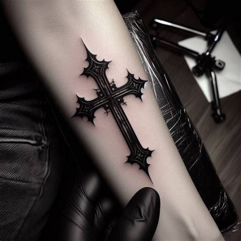 Catharine Mphee Gothic Cross Tattoo