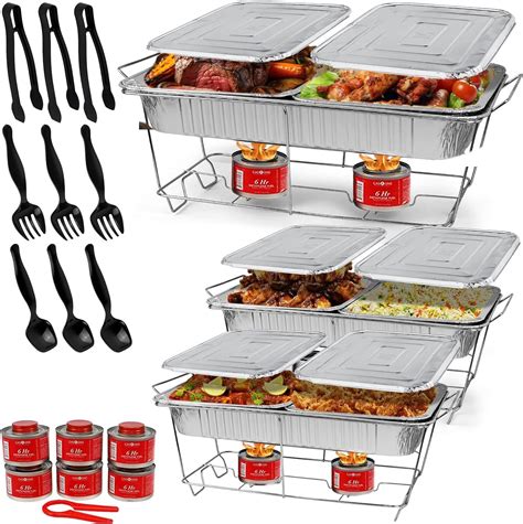 Chafing Dish Set 33 Piece Disposable Full Size Buffet Warmers With Pans Fuel Utensils Food Warmer