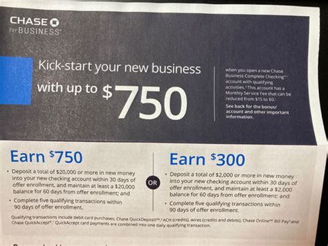 Chase Bank For Business Checking 750 Bonus Coupons Exp 10 31 2025 Ebay