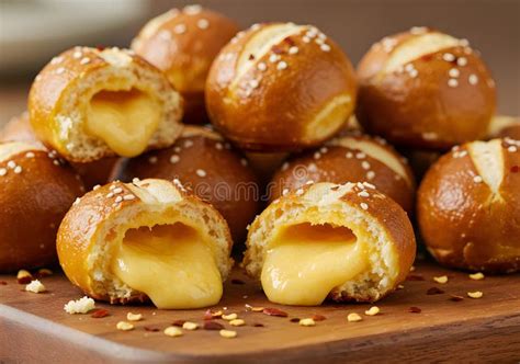 Cheese Filled Pretzel Bites Close Up Stock Illustration Illustration