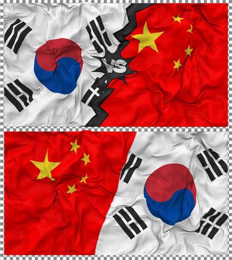 China Vs South Korea Half Combined Flag Cloth Bump Texture 3D Rendering Premium Psd China Vs South Korea Half Combined Flag Cloth Bump Texture 3D Rendering Premium Psd