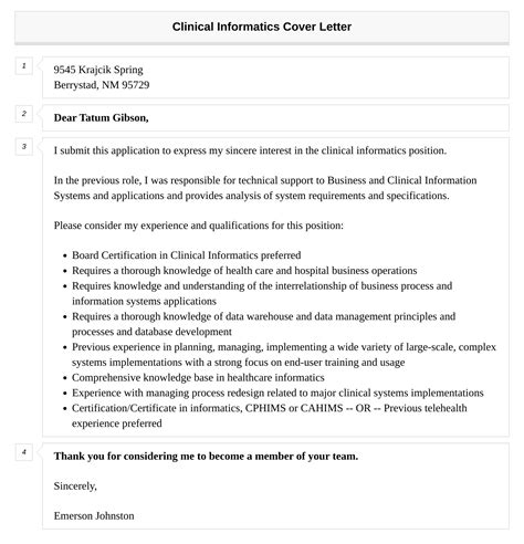 Clinical Informatics Cover Letter Velvet Jobs