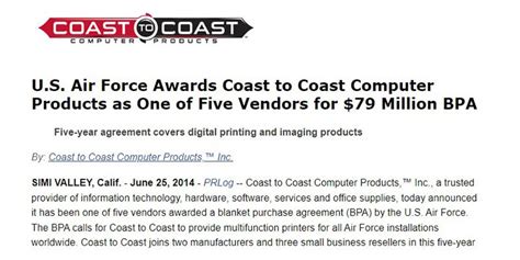 Coast To Coast Air Force Contract Coast To Coast Computer Products Coast To Coast Air Force Contract Coast To Coast Computer Products