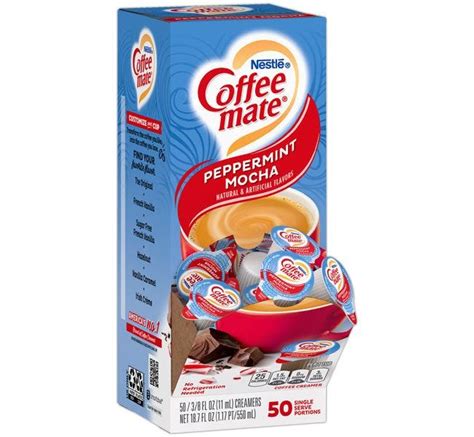 Coffee Mate Liquid Coffee Creamer Peppermint Mocha 0 38 Oz Mini Cups 50 Box