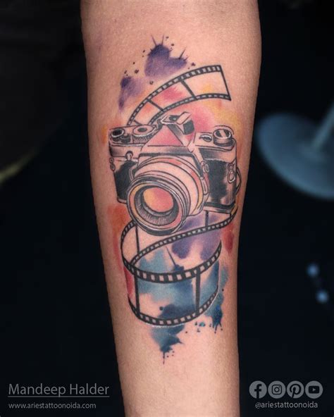 Coloured Camera Tattoo Custom Tattoo Ideas Tattoo Ideas For