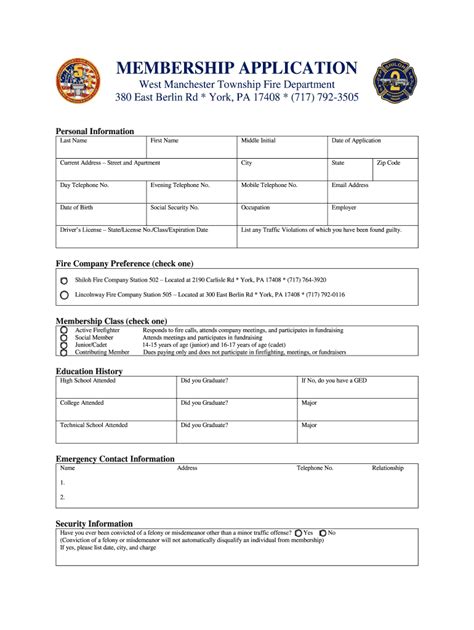 Contact Us West Manchester Township Fire Department Form Fill Out And