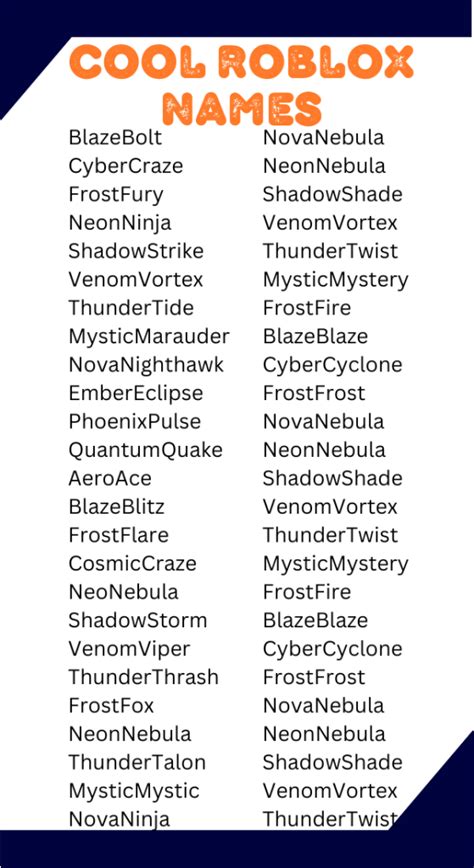 Cool Roblox Names
