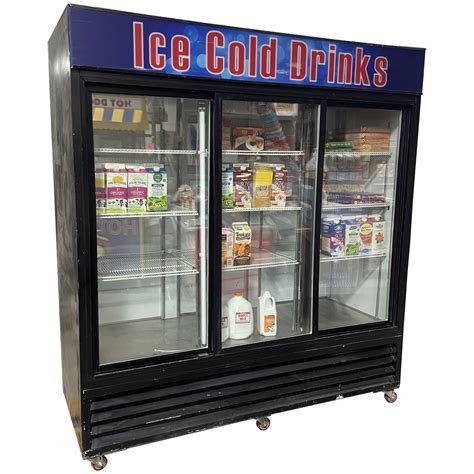 Cooler Convenience Store Triple Glass Slide Door Ice Cold Drinks