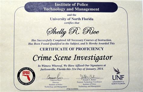 Crime Scene Technician Certificate Florida Prntbl