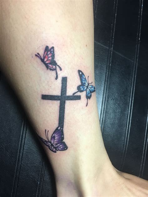 Cross Tattoo With Butterfly