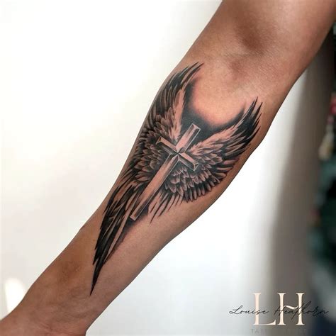 Cross With Angel Wings Tattoo Designs