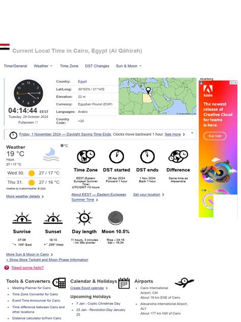 Current Local Time In Cairo Pdf Hour Daylight Saving Time