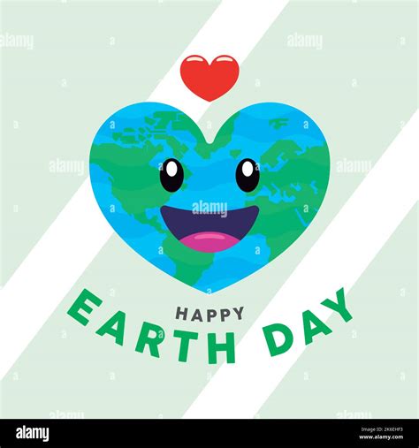 Cute Earth Planet With Heart Shape Earth Day Poster Vector Stock Vector