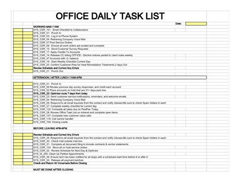 Daily Office Admin Duties List Free Admin Checklist