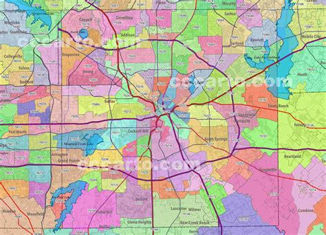Dallas County Zip Code Map Texas Map Store