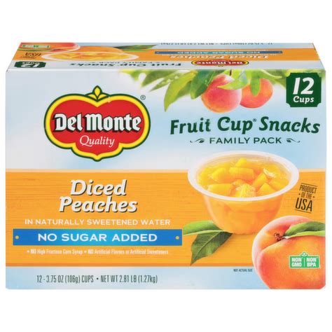 Del Monte Fruit Cup Snacks Diced Peaches No Sugar Added