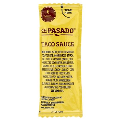 Del Pasado Taco Sauce Packets Us Foods Chef Amp 39 Store