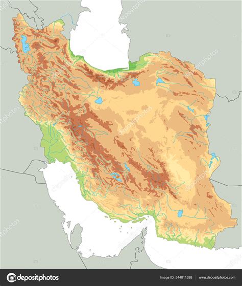 Detailed Iran Physical Map Stock Vector Illustration Of Asian