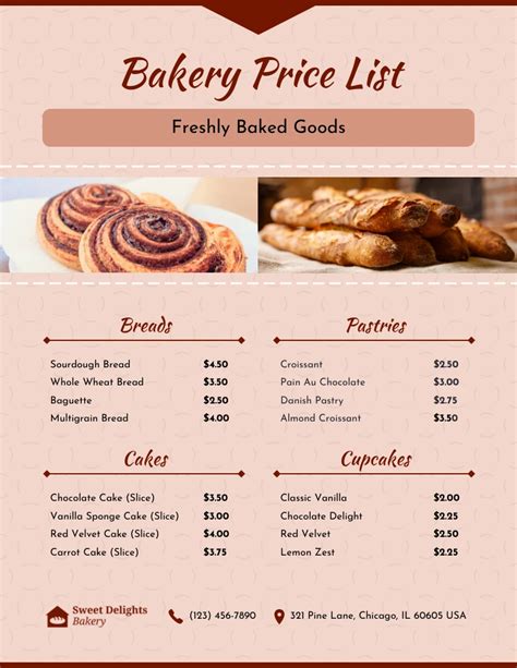 Devonshire Bakery Price List