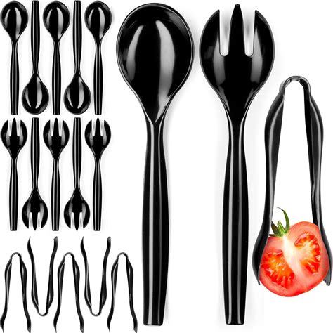 Disposable Plastic Serving Utensils 10 Spoons And Forks 6 Tongs 18 Pack