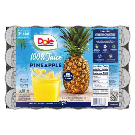 Dole 100% Pineapple Juice, 8 Fl Oz, 24 Ct | Costco