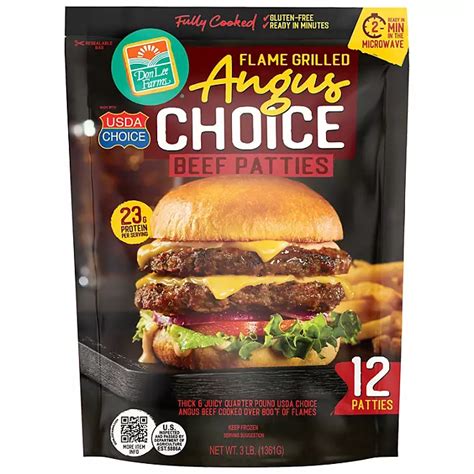 Don Lee Farms Flame Grilled Angus Choice Beef Patties Frozen 1 4 Lb
