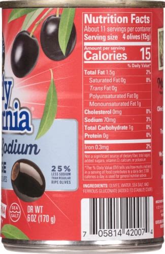 Early California Reduced Salt Large Black Olives 6 Oz Kroger Early California Reduced Salt Large Black Olives 6 Oz Kroger