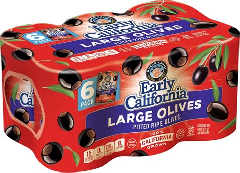 Early California Ripe Pitted Large Black Olives 6 Oz 6 Cans Large Black Early California Ripe Pitted Large Black Olives 6 Oz 6 Cans Large Black